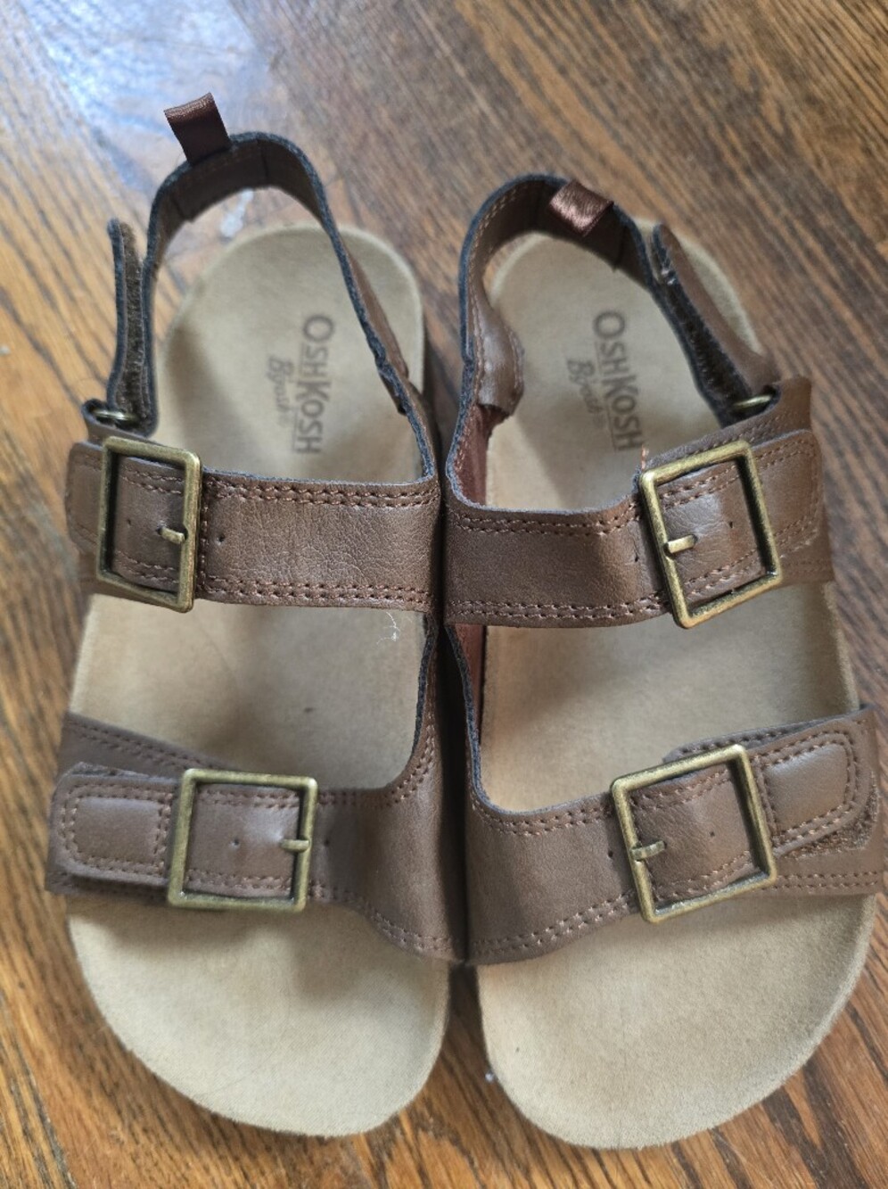 OshKosh B'gosh Brown Leather Double-Buckle Slingback Sandals |size 1